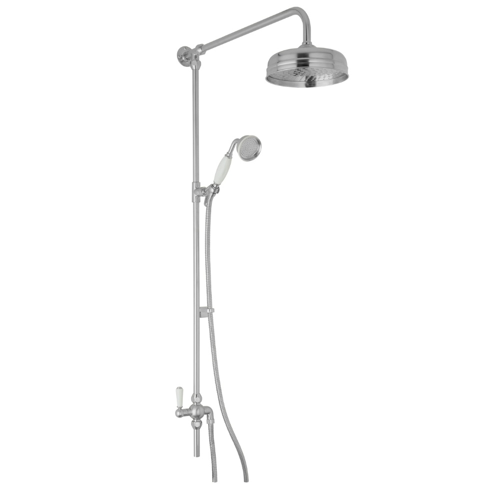 BC Designs Victrion Superbe Brushed Chrome Fixed Riser Kit with Shower Head & Handset Cut out